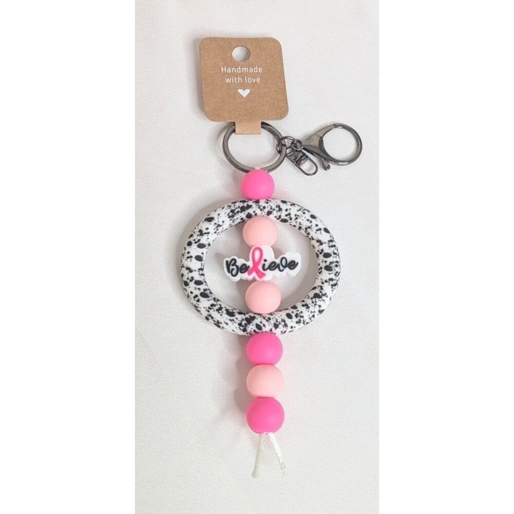 Bag Charm/Keychain - Pink, Believe, Cancer Awareness